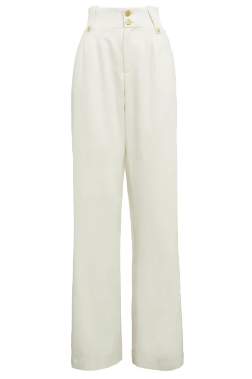 High Waisted Straight Trouser (Ivory)