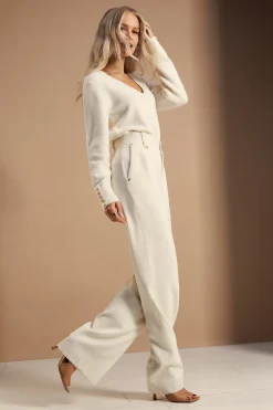 High Waisted Straight Trouser (Ivory)
