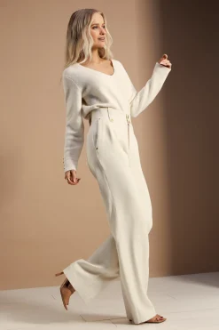 High Waisted Straight Trouser (Ivory)