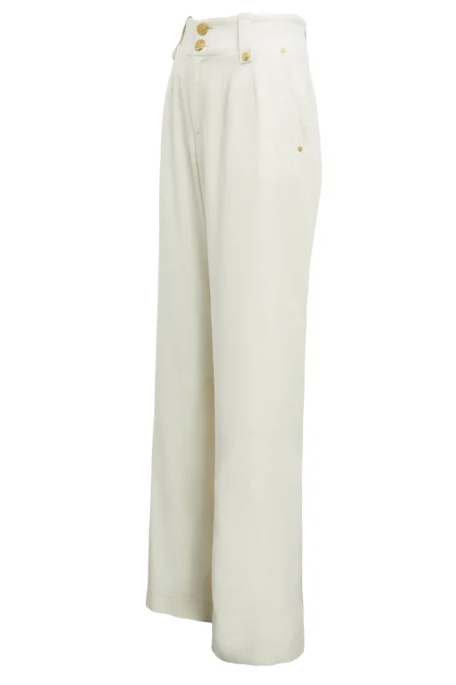High Waisted Straight Trouser (Ivory)
