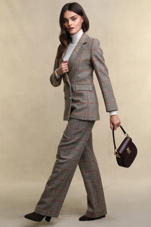High Waisted Straight Trouser (Orange Windsor)