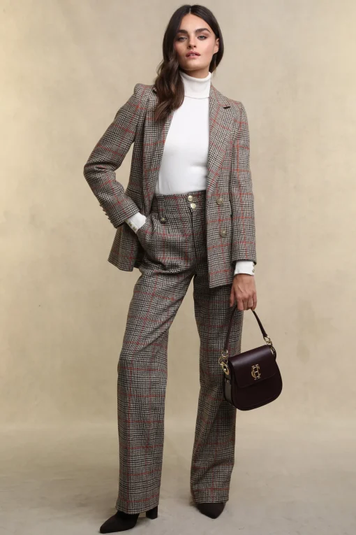High Waisted Straight Trouser (Orange Windsor)