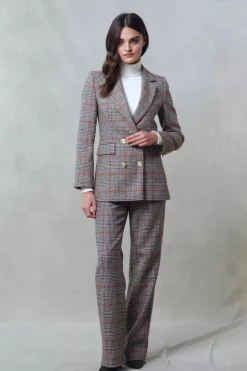 High Waisted Straight Trouser (Orange Windsor)
