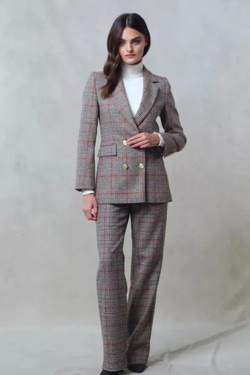 High Waisted Straight Trouser (Orange Windsor)