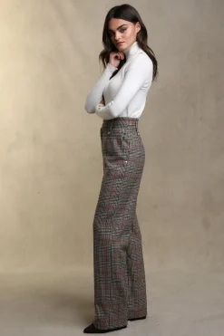 High Waisted Straight Trouser (Orange Windsor)
