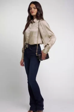 Isla Satin Shirt (Champagne)