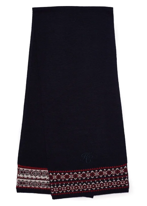 Jennifer Fairisle Scarf (Ink Navy)