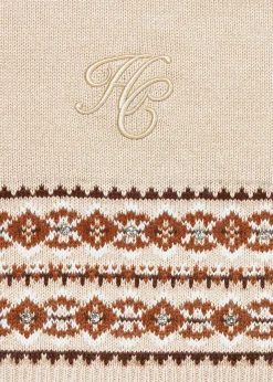 Jennifer Fairisle Scarf (Light Camel)