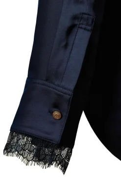 Lace V-Neck Blouse (Ink Navy)