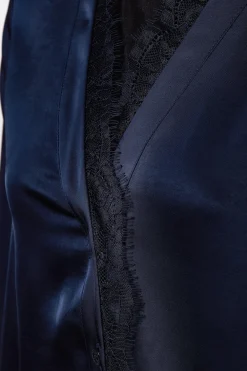 Lace V-Neck Blouse (Ink Navy)