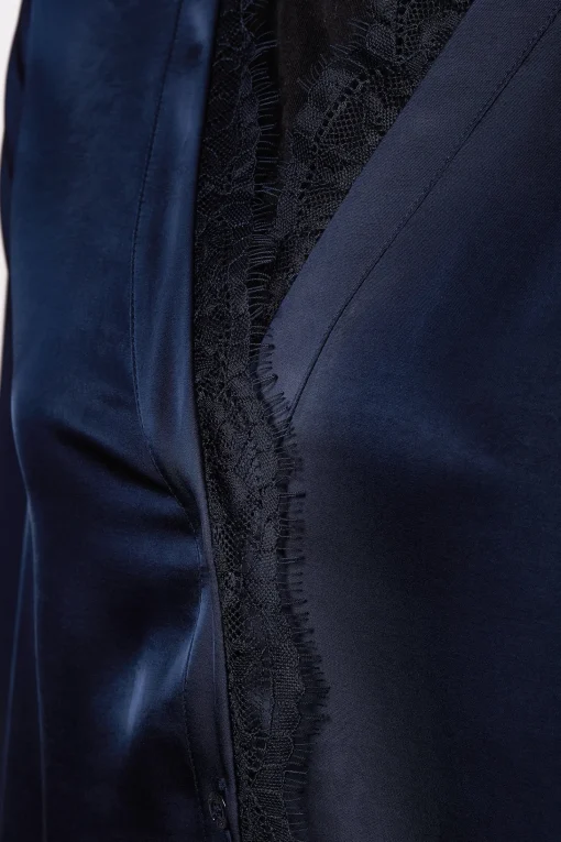 Lace V-Neck Blouse (Ink Navy)