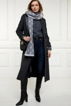 Lightweight Monogram Scarf (Grey Marl Cream)