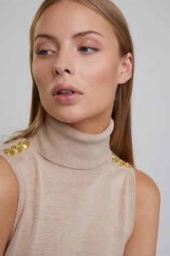 Luxury Sleeveless Roll Neck (Camel)