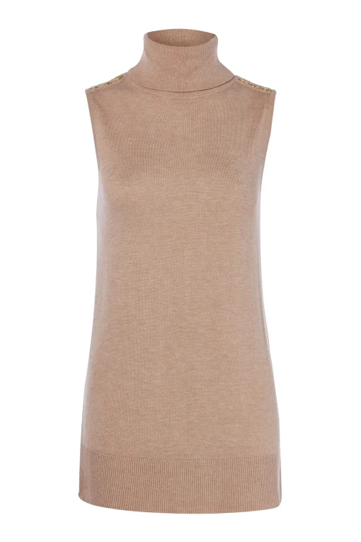 Luxury Sleeveless Roll Neck (Camel)