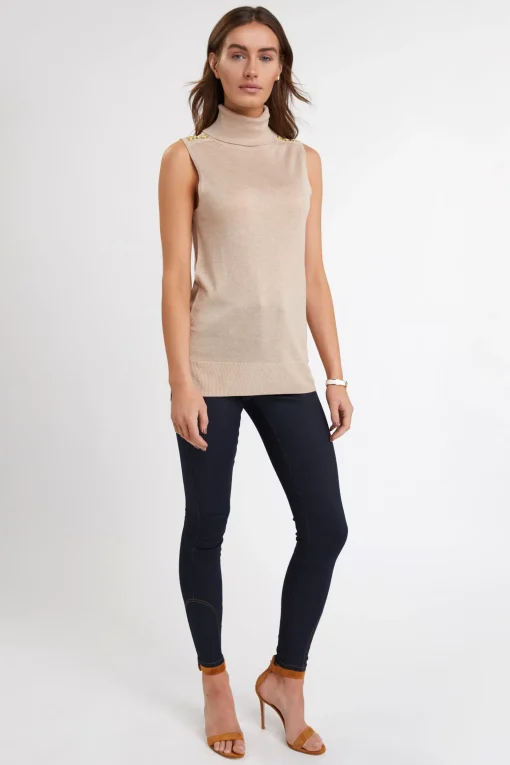 Luxury Sleeveless Roll Neck (Camel)