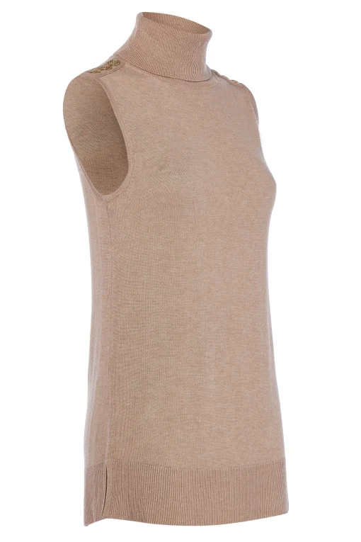 Luxury Sleeveless Roll Neck (Camel)
