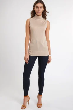 Luxury Sleeveless Roll Neck (Camel)
