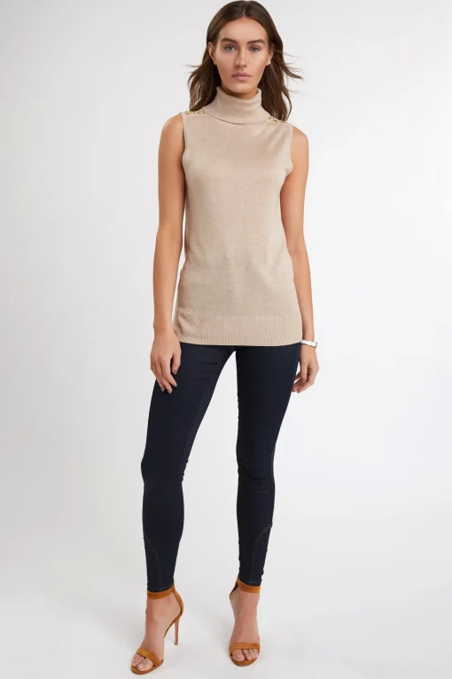 Luxury Sleeveless Roll Neck (Camel)