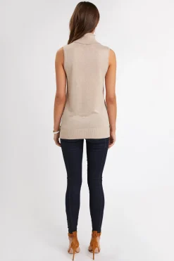 Luxury Sleeveless Roll Neck (Camel)
