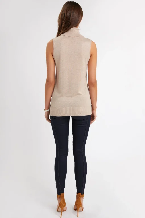 Luxury Sleeveless Roll Neck (Camel)