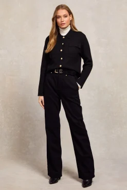 Maria Knitted Overshirt (Black)