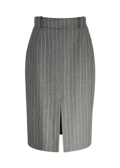 Mayfair Pencil Skirt (Soft Grey Pinstripe)
