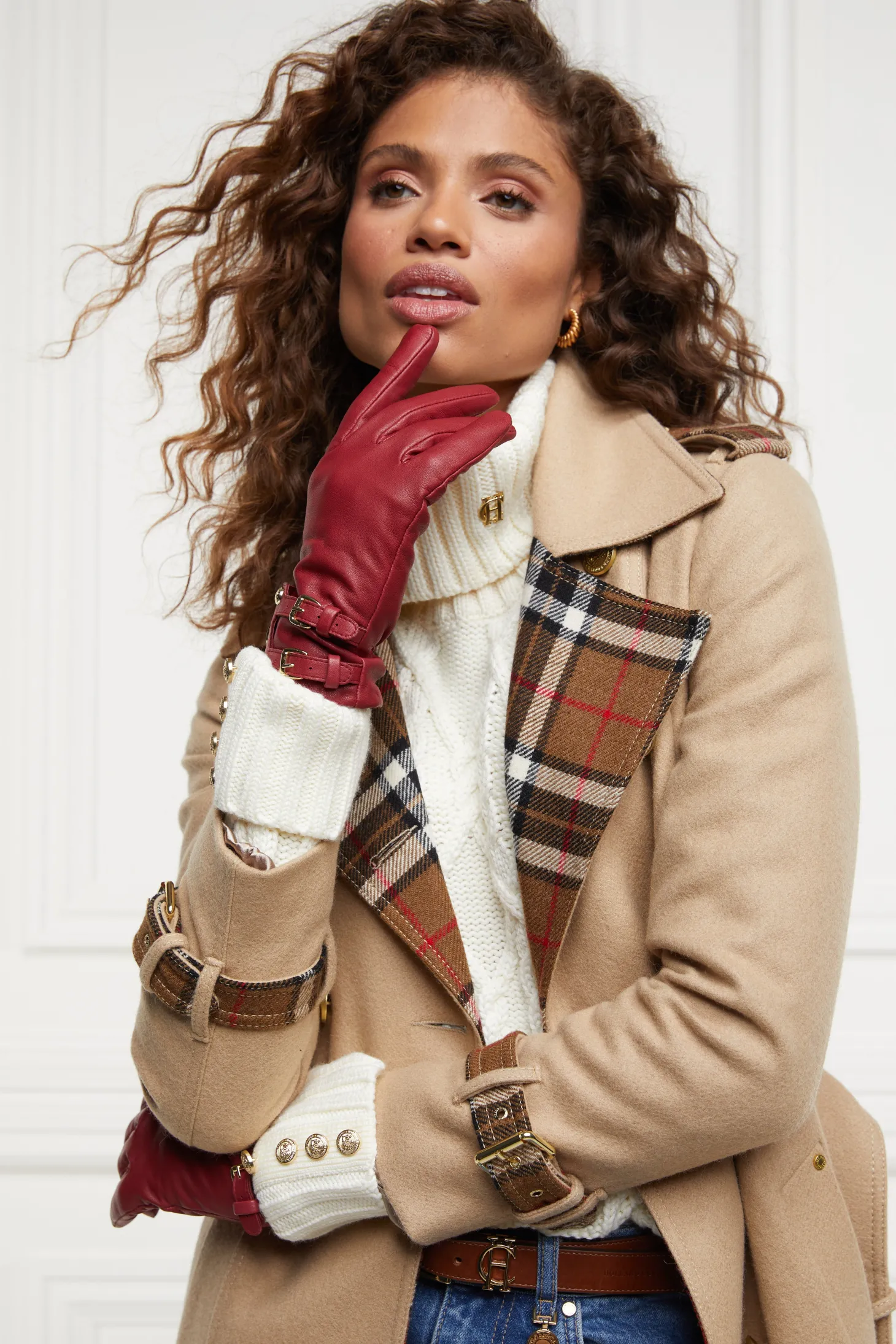 Monogram Leather Gloves (Mulberry)