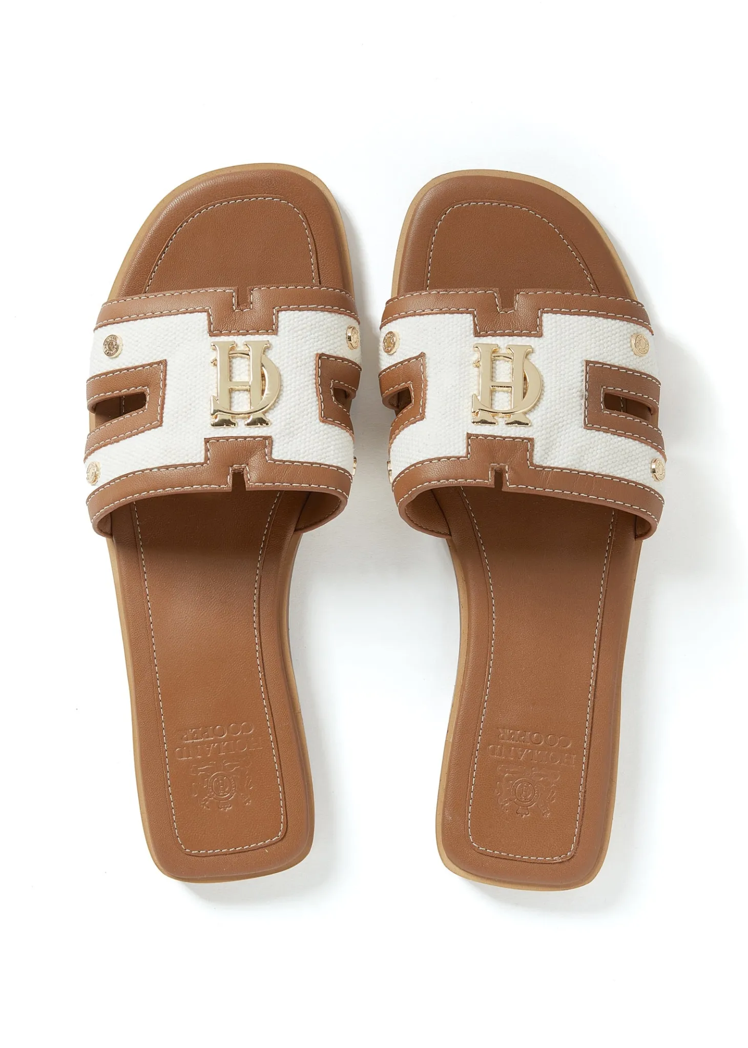 Monogram Slides (Tan Canvas)