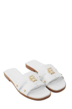 Monogram Slides (White Croc)
