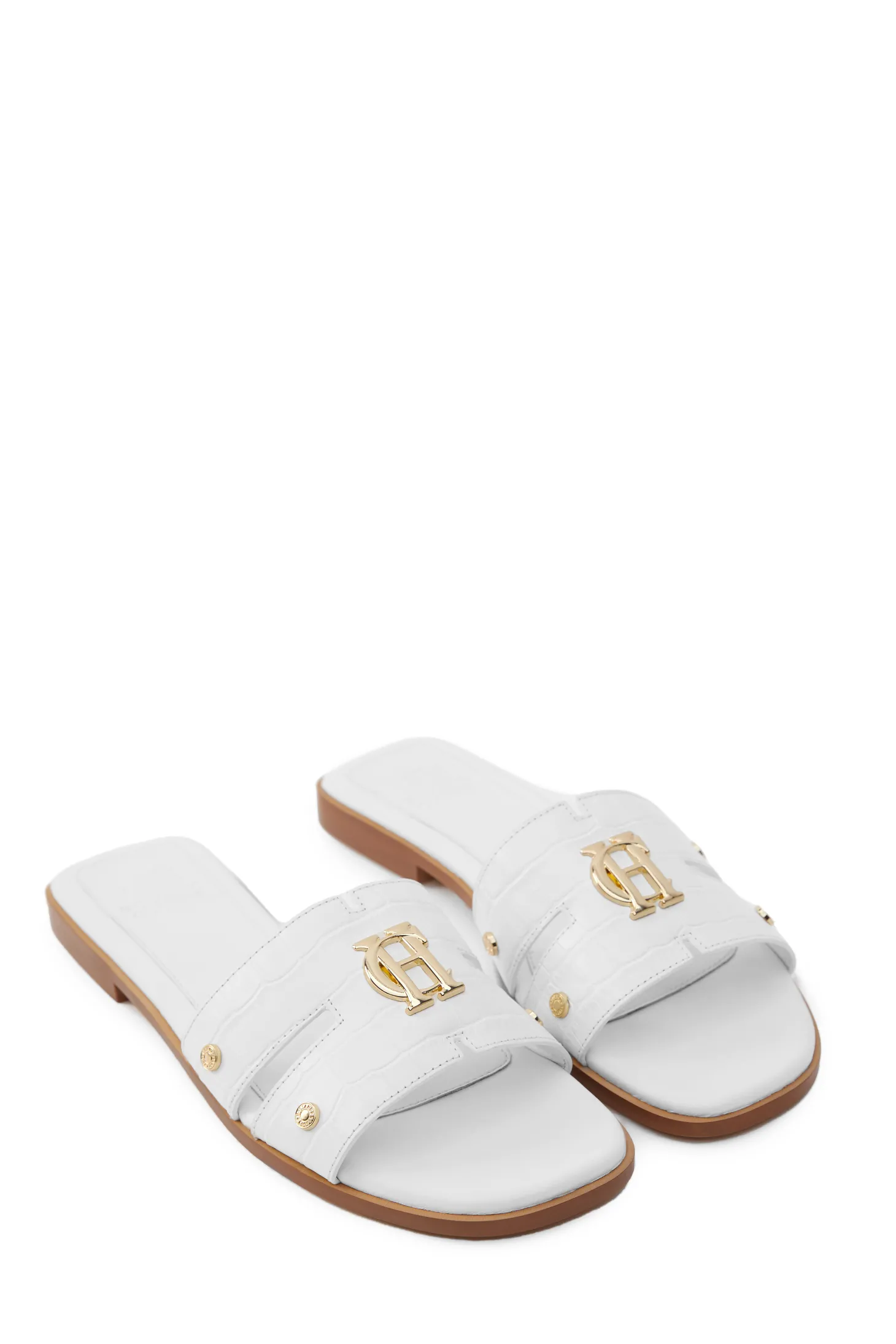 Monogram Slides (White Croc)