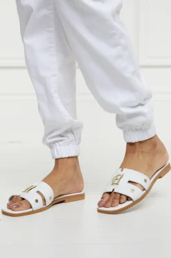 Monogram Slides (White Croc)