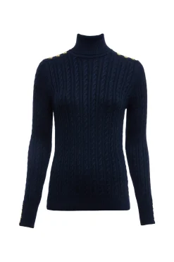Seattle Roll Neck Cable Knit (Ink Navy)