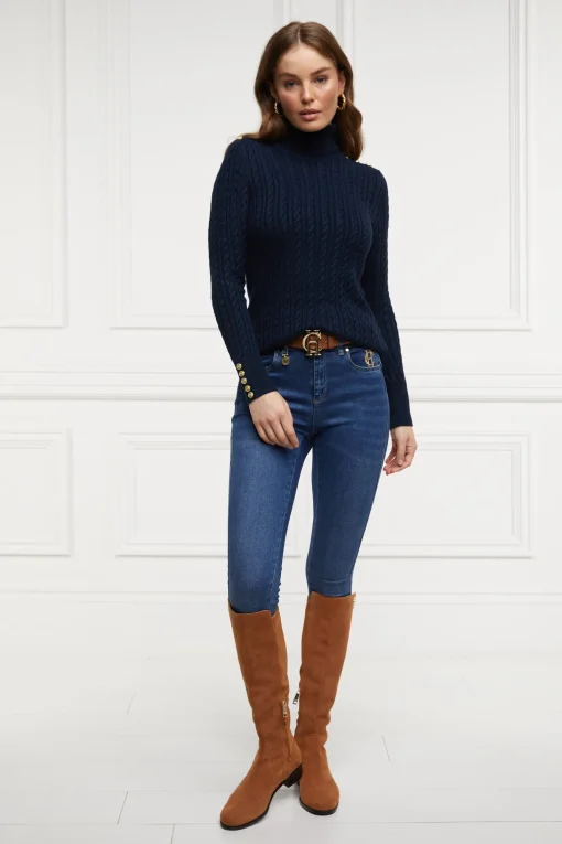 Seattle Roll Neck Cable Knit (Ink Navy)