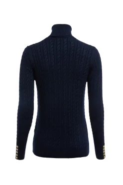 Seattle Roll Neck Cable Knit (Ink Navy)
