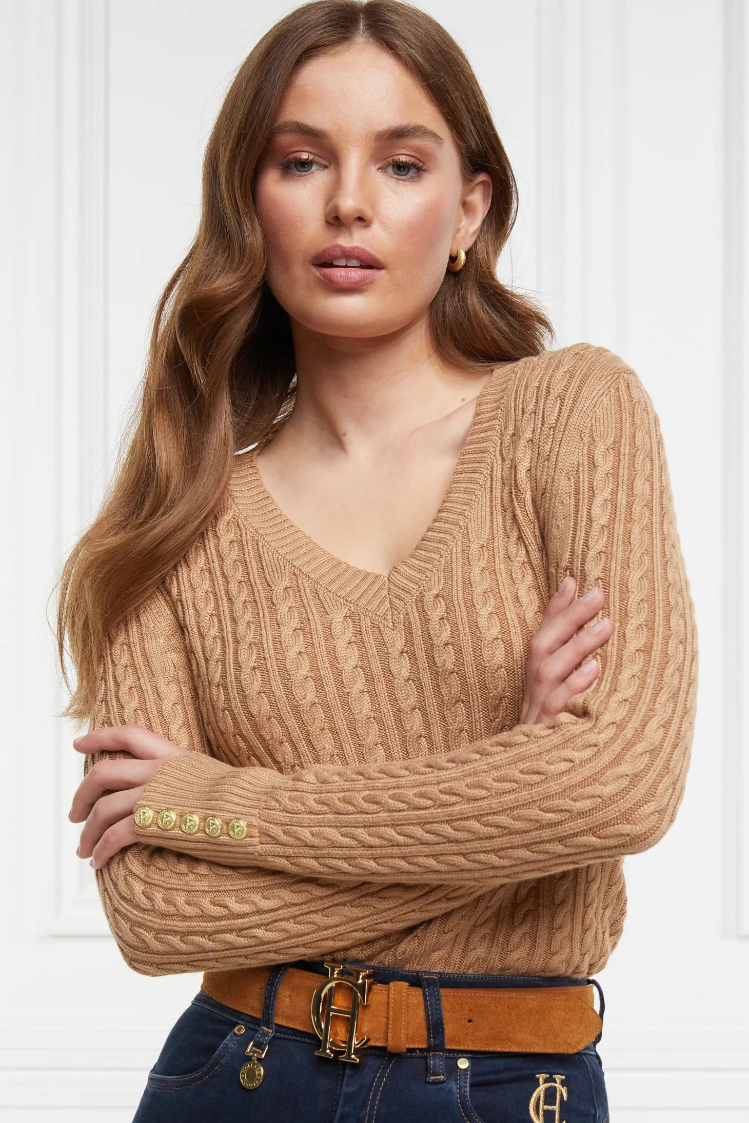 Seattle V-Neck Knit (Dark Camel)