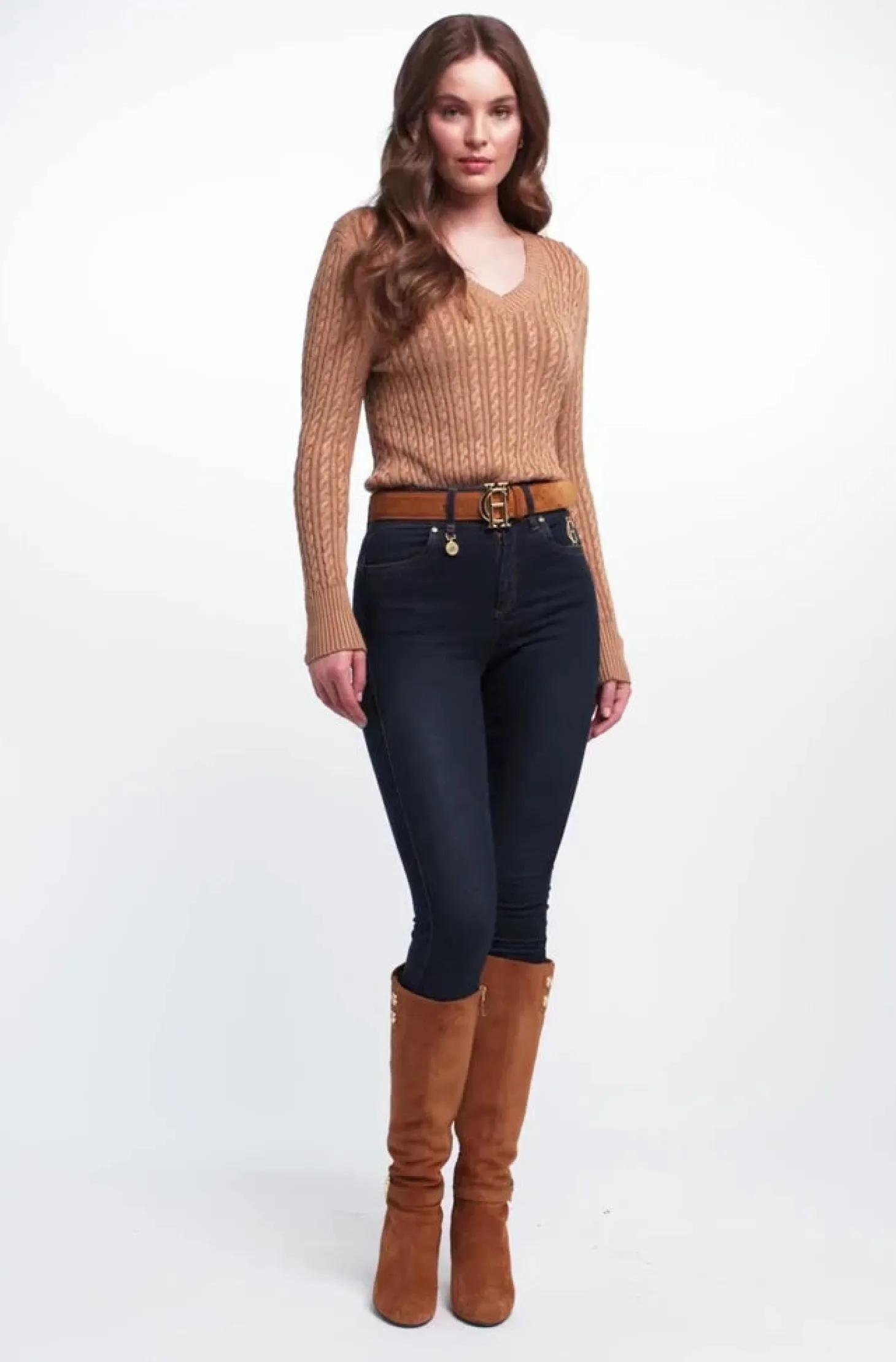 Seattle V-Neck Knit (Dark Camel)