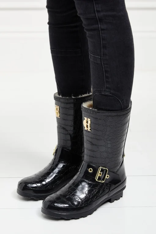 Sherpa Lined Chelsea Wellington (Black Croc)