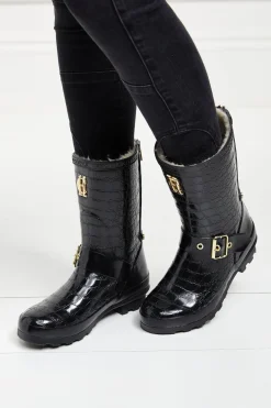 Sherpa Lined Chelsea Wellington (Black Croc)