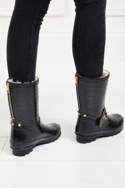 Sherpa Lined Chelsea Wellington (Black Croc)