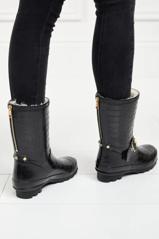 Sherpa Lined Chelsea Wellington (Black Croc)