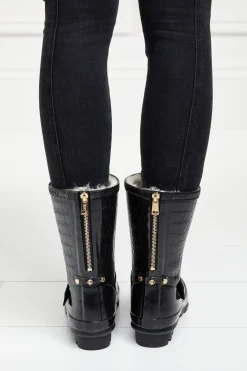 Sherpa Lined Chelsea Wellington (Black Croc)