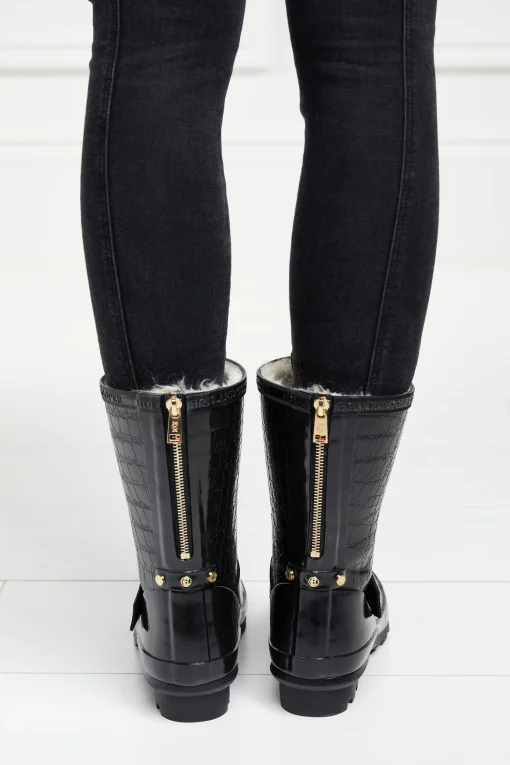 Sherpa Lined Chelsea Wellington (Black Croc)