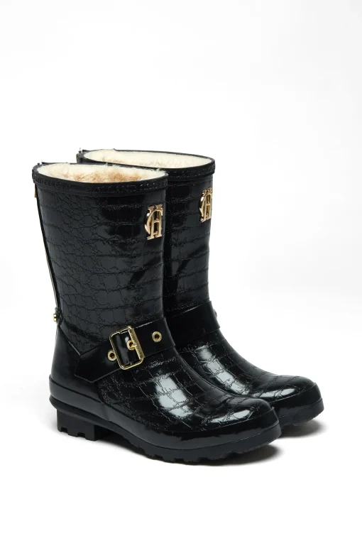 Sherpa Lined Chelsea Wellington (Black Croc)