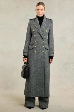 The Great Coat (Wide Tooth Black Herringbone)