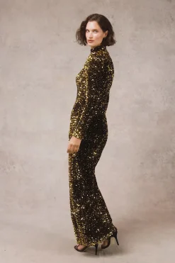 Victoria Sequin Maxi Dress (Gold Sequin)